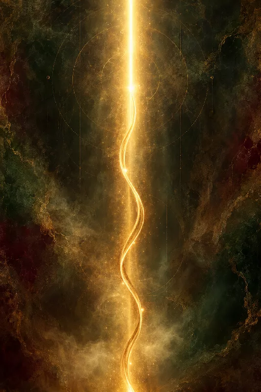 Golden serpent of light representing the Tree of Life healing journey